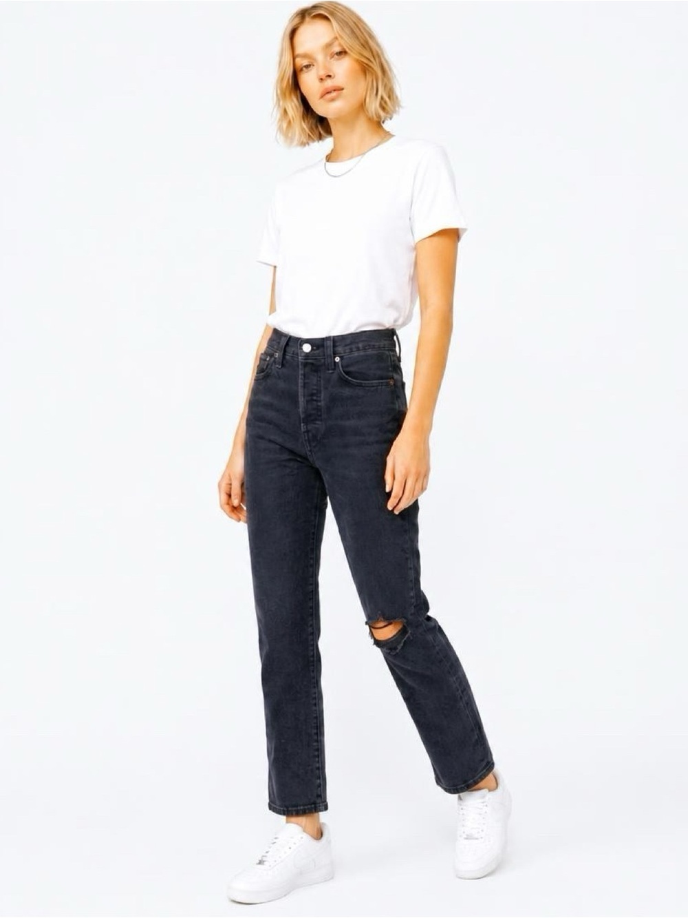 Levi's Like New Wedgie Straight Button Fly Jeans in Charcoal Size 25